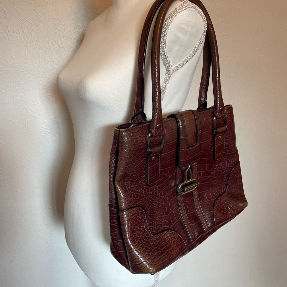 Burgundy Croc Tote
